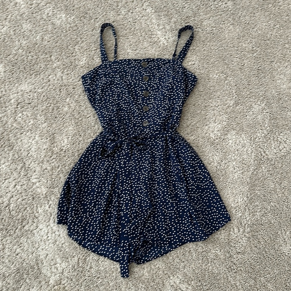 Trixxi clothing company Navy blue and white dots romper size XL